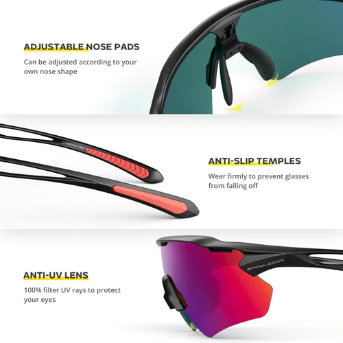 Vista 3 de Cycling Glasses, TR90 Unbreakable Frame Polarized Anti-UV400 Sports Sunglasses
