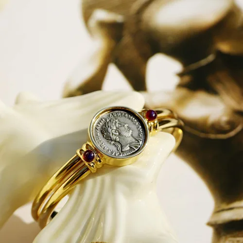 Vista 4 de Ben-Amun - Colección de monedas romanas de Nueva York, joyería de moda, collar, anillo, pulsera, chapado en oro 24