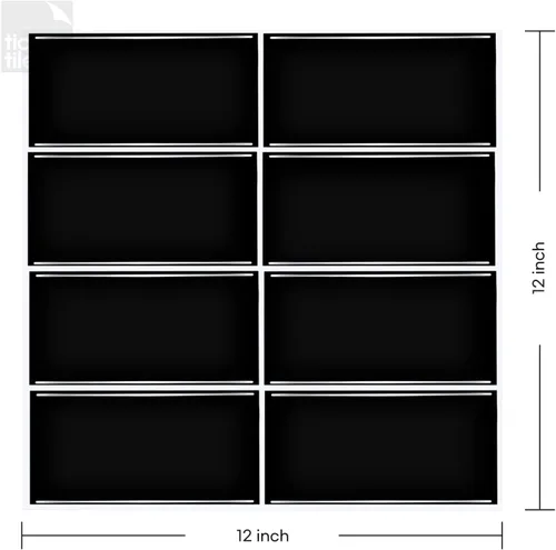 Vista 2 de Tic Tac Tiles Adhesivo autoadhesivo removible de 12 x 12 pulgadas para la loseta del muro de la cocina o el baño, azulejos en diseños de metro