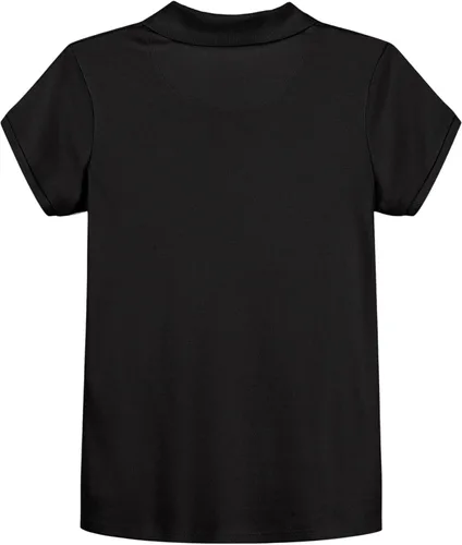 Vista 2 de IZOD - Camiseta de manga corta para uniforme escolar de niñas, cierre de botones, tejido entrelazado cómodo y suave
