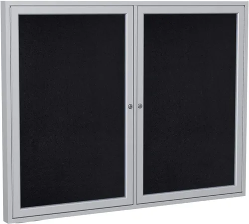 Vista 5 de Ghent Tablero de anuncios cerrado de goma reciclada de 3 puertas de 36 x 72 pulgadas, interiores, resiste roturas, con cerradura, marco de aluminio