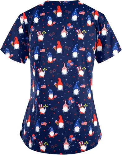 Vista 2 de Camiseta de manga corta para mujer, básica, talla grande, con bolsillo, para otoño, diseño gráfico, delgada, cómoda