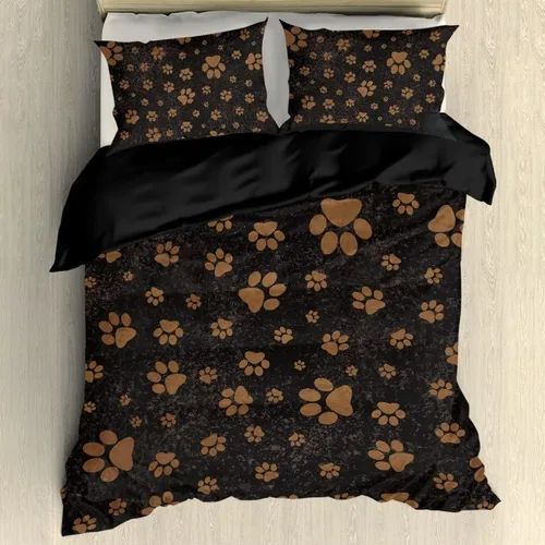Vista 8 de Juego de funda de edredón con diseño de pata de perro, diseño de pata de cachorro, color beige, con 2 fundas de almohada
