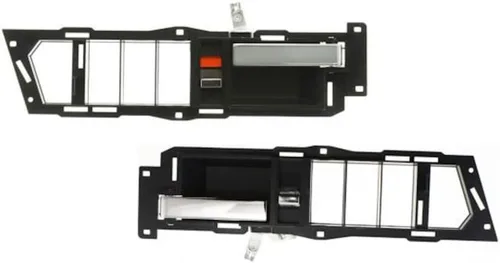 Vista 9 de Para Chevy C1500 Suburban Manija de puerta interior delantera lado del conductor bisel negro con palanca cromada 1992 1993 1994 Con botón