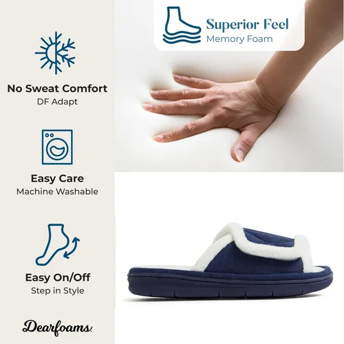 Vista 3 de Dearfoams womens Adjustable IndoorOutdoor Machine Washable Memory Foam Slide