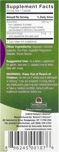 Vista 2 de Genceutic Naturals Wild & Pure Resveratrol Cápsulas vegetarianas, 60 unidades Promueve la salud del corazón Anti envejecimiento Bienestar