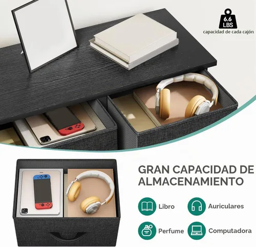 Vista 6 de YITAHOME Cómoda con 5 Cajones - Torre de Almacenamiento de Tela, Cómoda Negra y Cajonera, Unidad Organizadora para Dormitorio Negro ceniza gris