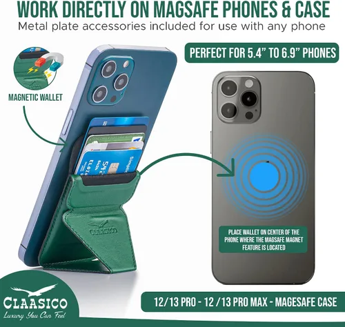 Vista 5 de Cartera para teléfono celular con soporte magnético para teléfono, tarjetero para teléfono de forma segura para modo horizontal o vertical