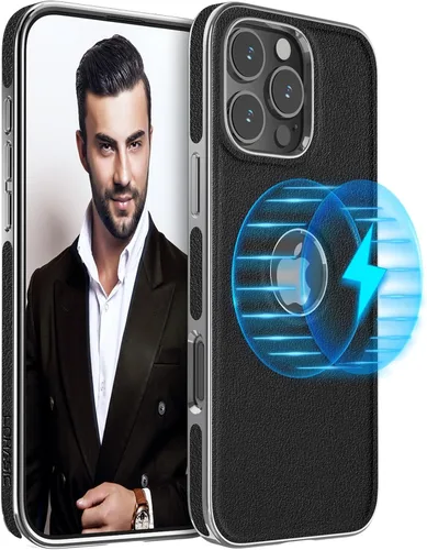 Vista 8 de LOHASIC Funda de cuero para iPhone 15 Pro Max compatible con Magsafe, delgada de lujo de poliuretano suave flexible parachoques agarre