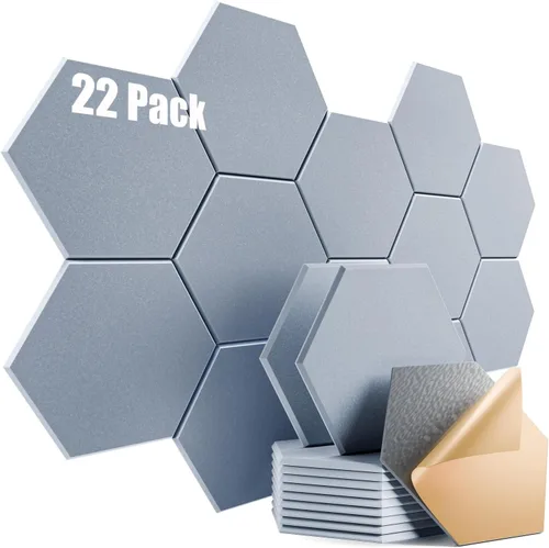 Vista 32 de Paquete de 12 paneles acústicos autoadhesivos de 12 x 10 x 0.4 pulgadas, paneles de espuma a prueba de sonido con alta densidad, elegante diseño