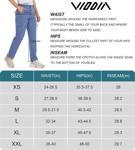 Vista 7 de Viodia Pantalones cargo de senderismo para mujer, de secado rápido, UPF50+, impermeables, para pesca, golf, viajes, con bolsillos