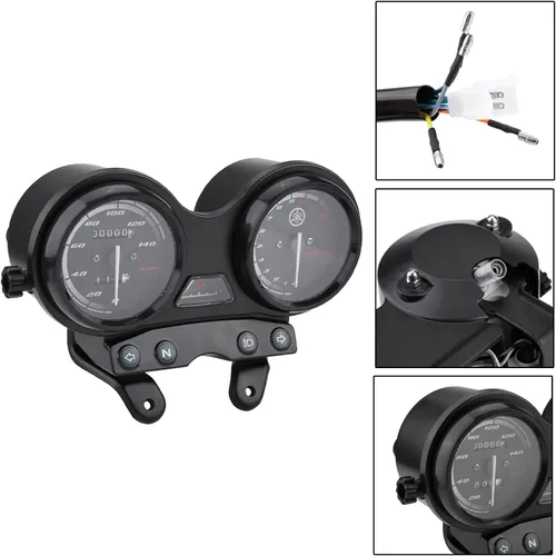 Vista 5 de Acouto Velocímetro de motocicleta Negro, DC 12V motocicleta motocicleta 12000RPM LCD odómetro velocímetro apto para YBR 125