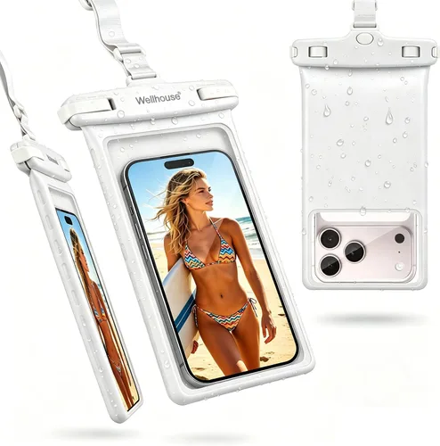 Vista 13 de wellhouse Funda impermeable para teléfono, estuche impermeable para iPhone 16 15 14 13 12 Pro Max XS Samsung, bolsa seca para celular IPX8 3D
