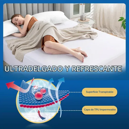 Vista 4 de Funda de colchón impermeable con cremallera, transpirable, sin ruido, lavable a máquina, con cremallera, para colchón de 7 a 15 pulgadas