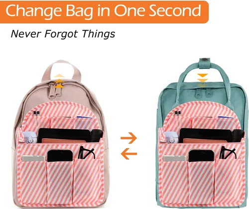 Vista 6 de Surblue Organizador de mochila con forro de inserción para colgar mochila de viaje y bolsillo de inserción, divisor de alta capacidad, organizador