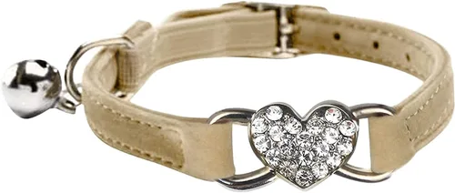 Vista 9 de Collar de gato con corazón brillante con cinturón de seguridad y campana ajustable de 8 a 10 pulgadas para gatos gatitos (negro)