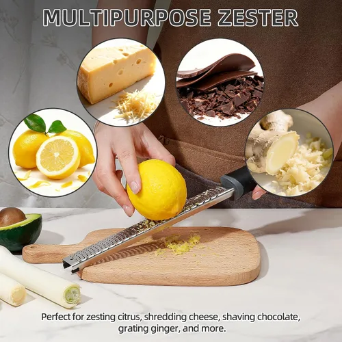 Vista 6 de Koythin Zester, rallador de limón y queso con cepillo, herramienta de cocina resistente para rallar cítricos, queso parmesano, chocolate, jengibre