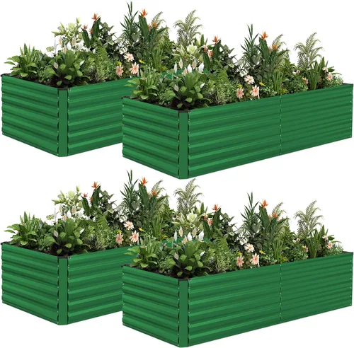 Vista 45 de NAVINE Cama de jardín elevada de 8 x 4 x 2 pies, macetas elevadas de metal grande, macetas para plantas al aire libre para verduras, flores