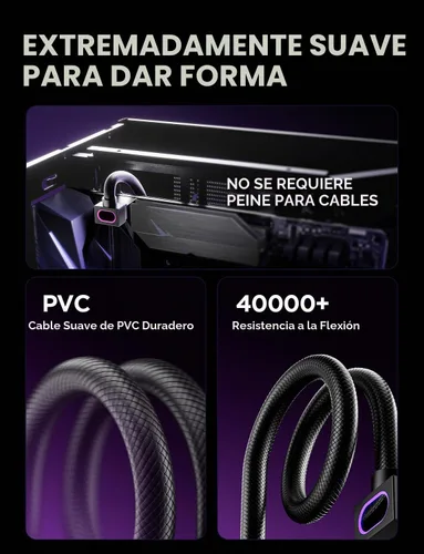 Vista 7 de AsiaHorse Hydrus-8PIN Cable de Extensión de CPU PSU con Luz ARGB, Cable de Alimentación de la Placa Base de Cobre con Diseño Minimalista Integrado