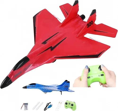 Vista 10 de Avión inalámbrico de juguete con luces, recargable por USB SU-35 RC planeador de avión de control remoto, espuma resistente a caídas al aire libre