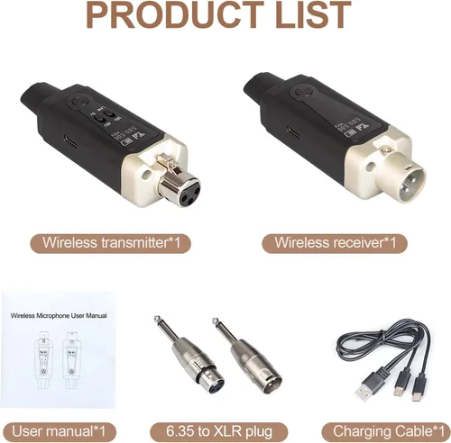 Vista 9 de Depusheng Receptor transmisor de guitarra inalámbrico T9, receptor transmisor de micrófono inalámbrico XLR Sistema inalámbrico para micrófono