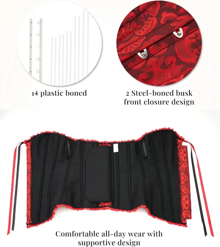 Vista 74 de SZIVYSHI Corsé para mujer, lencería moldeadora, body con cintura de encaje