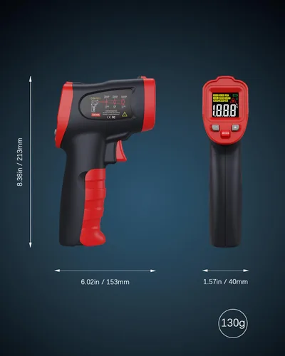Vista 8 de Pistola de Temperatura Infrarroja Wintact, Termómetro Digital Láser de No Contacto para Medir Temperatura Superficial y Ambiental para Cocina