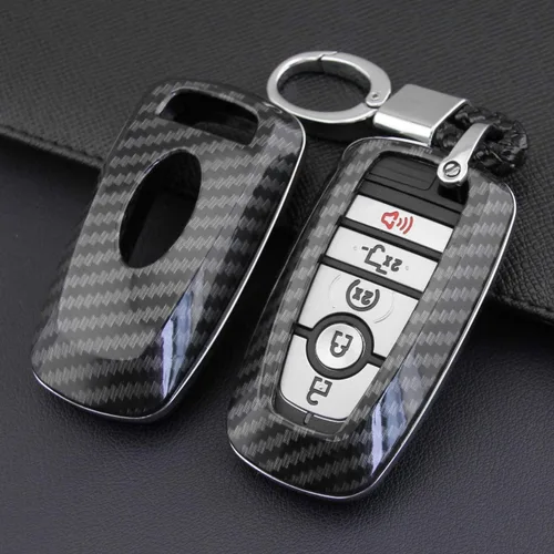 Vista 4 de Funda para llavero Ford, funda rígida de fibra de carbono ABS compatible con Ford Explorer Ranger Mustang Fusion Edge Escape Ecosport F150 F250 F350