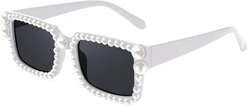 Vista 3 de FEISEDY Gafas de sol de perlas de moda para mujer lindas gafas de sol cuadradas de colores caramelo gafas de sol para fiesta B2327