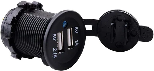 Vista 3 de 5V 3.1A impermeable motocicleta dual USB cargador de coche LED luz de carga zócalo divisor adaptador de salida con cable tornillo conjunto