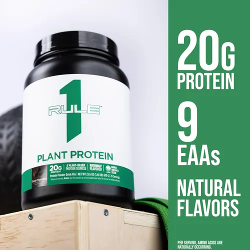 Vista 5 de Rule 1 Proteins Proteína vegetal, chocolate negro, 20 porciones Proteína en polvo vegana, sin gluten, sin lácteos y sin soja con 0.71 onzas