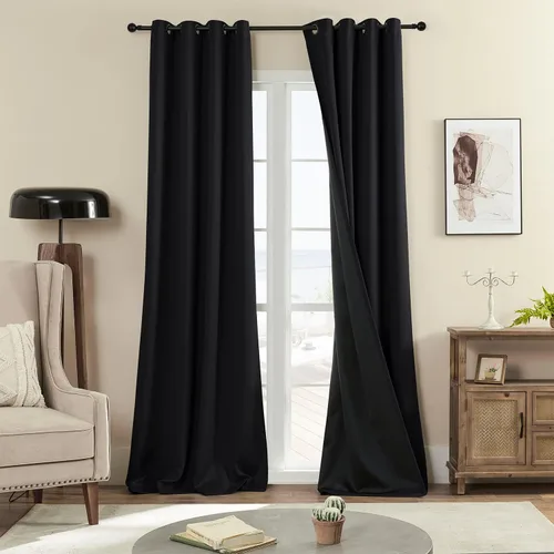 Vista 20 de Rutterllow - Cortinas 100% opacas, paneles de cortina con ojales, aislamiento térmico y bloqueo de luz para habitación y sala de estar