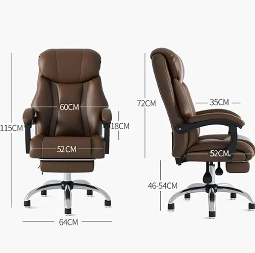 Vista 2 de Silla de escritorio de piel sintética con respaldo alto y grande, reposapiés, silla ergonómica reclinable, estación de trabajo, altura ajustable
