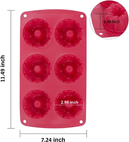 Vista 3 de Webake Fancy - Molde de silicona antiadherente para tartas, molde para hornear pasteles Kugelhopf, paquete de 2