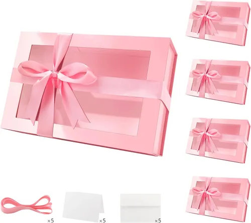 Vista 36 de PACKQUEEN Caja de regalo grande negra con ventana, 13.5 x 9 x 4.1 pulgadas, caja de regalo transparente para regalo, contiene cinta, tarjeta, caja