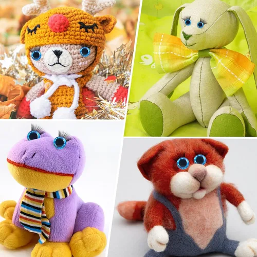 Vista 6 de TOAOB - 4 juegos de ojos de seguridad de 0.63 pulgadas con purpurina y arandelas y pestañas para Amigurumis de plástico azul para manualidades, ojos