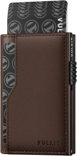 Vista 15 de Cartera con tarjetero VULKIT con bloqueo RFID, diseño minimalista, con ventanas dobles para identificación, cartera desplegable para 12 tarjetas