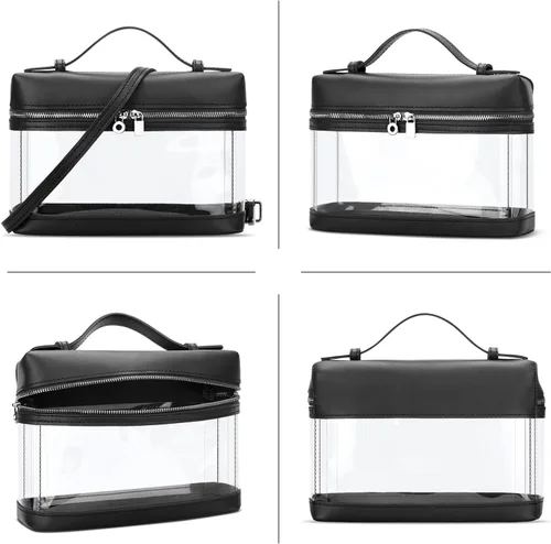 Vista 5 de KKXIU Bolsos cruzados transparentes para mujer, de piel vegana, aprobados para estadios, bolsas transparentes para conciertos y deportes