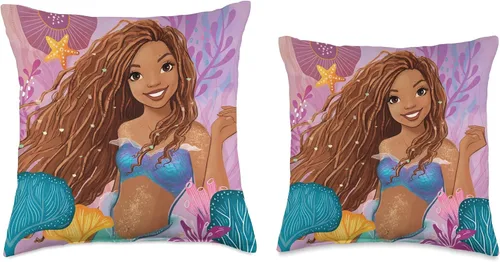 Vista 3 de Disney Little Mermaid Ariel Under The Sea Smile - Almohada de 16 x 16 pulgadas, multicolor