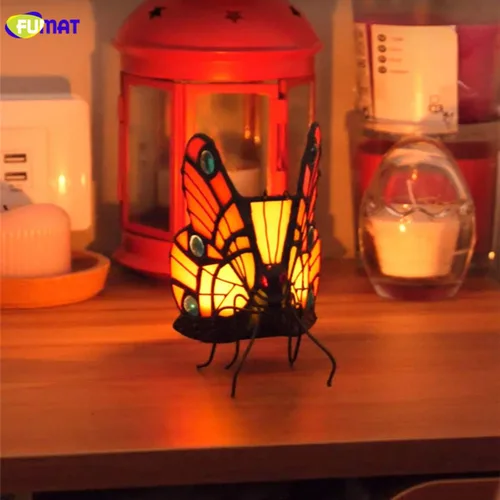Vista 5 de Tiffany - Portavelas de cristal con diseño de mariposa para mesa de mesa de candelita, luz nocturna, boda, madre, niña, regalos para el día de San