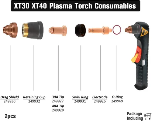 Vista 2 de WeldingStop 249930 Escudo de arrastre 770799 para Miller XT30 XT40 Antorcha de corte de plasma WS Consumibles OEM PK-2