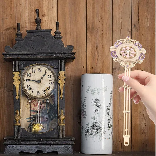 Vista 2 de Yardwe Piezas de repuesto de martillo de péndulo de cuarzo para relojes de pared, accesorio de movimiento de reloj de metal para proyectos
