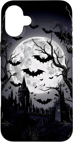 Vista 23 de Goth & Gothic, Bats & Moon, Horror Themed Castle, Dark Emo Case for iPhone 17