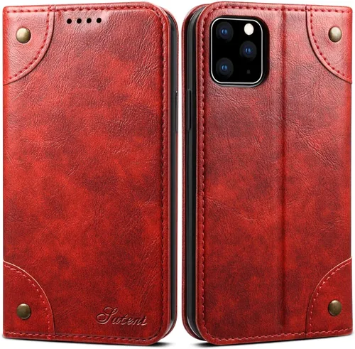 Vista 9 de SINIANL - Funda de piel compatible con iPhone 11, diseño de libro tipo cartera, cierre magnético con soporte y ranuras para tarjetas de crédito