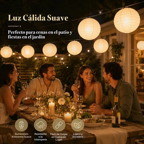 Vista 5 de LIHAO Linternas de papel blanco de 10 pulgadas con luces, paquete de 10