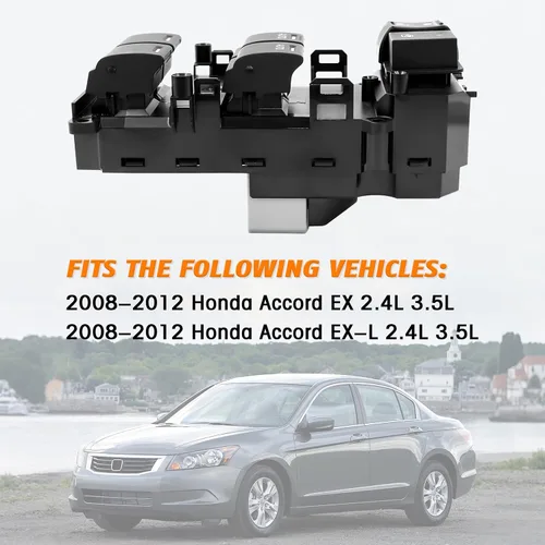 Vista 2 de Interruptor maestro para ventana eléctrica compatible con Honda Accord 2008-2012, botón automático doble, reemplaza # 35750-TA0-A31, 35750-TA0-A32