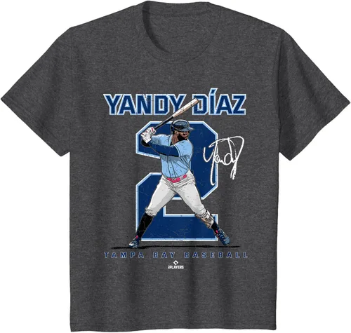 Vista 19 de Camiseta Number and Portrait Yandy Diaz Tampa Bay MLBPA, Negro