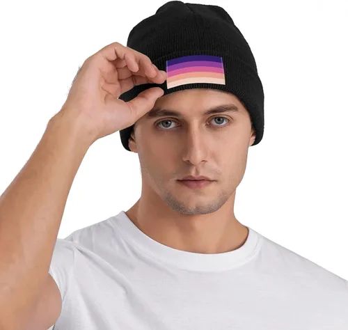 Vista 5 de Transgender Rainbow Pride Flag Thickened Warm High Elastic Knitted Woolen Hat African Style with Stylish Personality Print