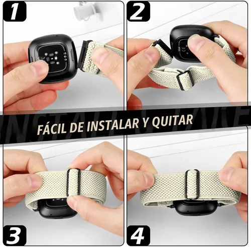 Vista 4 de Bandas elásticas compatibles con Fitbit Versa 4/Versa 3/Sense 2/Sense, correas de repuesto deportivas de nailon ajustables para mujeres y hombres