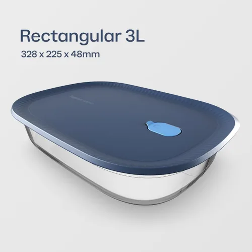 Vista 7 de Tupperware Voila Vidrio XL Rectangular para Almacenamiento de Alimentos – Cazuela Hermética, 3.2 qt / 3 L